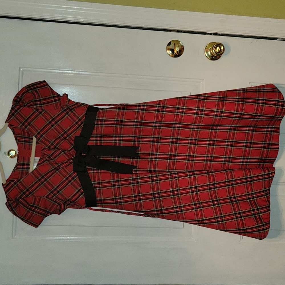 Bonnie Jean red plaid dress, size 14